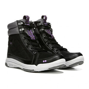 Ryka Aurora Women's Quilted High-Top lace up Ankle black purple Boots size 7
